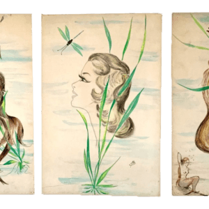 aquarelles vintage année 50 de Jeunes Femmes