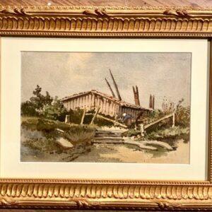 Aquarelle encadrée du 19ème siècle
