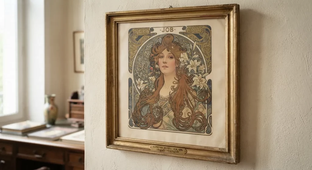 Lithographie couleur originale Art Nouveau affiche vintage