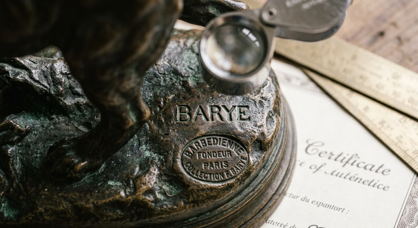 Signature et cachet de fondeur sur sculpture en bronze ancienne pour authentification