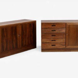 Rare paire de petits buffets danois en palissandre des années 1960 par le designer Kaj Winding