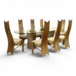 Ensemble de salle à manger vintage en rotin de McGuire comprenant une grande table en verre et huit chaises
