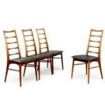 Série de 4 chaises de salle à manger danoises en palissandre massif conçues par Niels Kofoed dans les années 1960