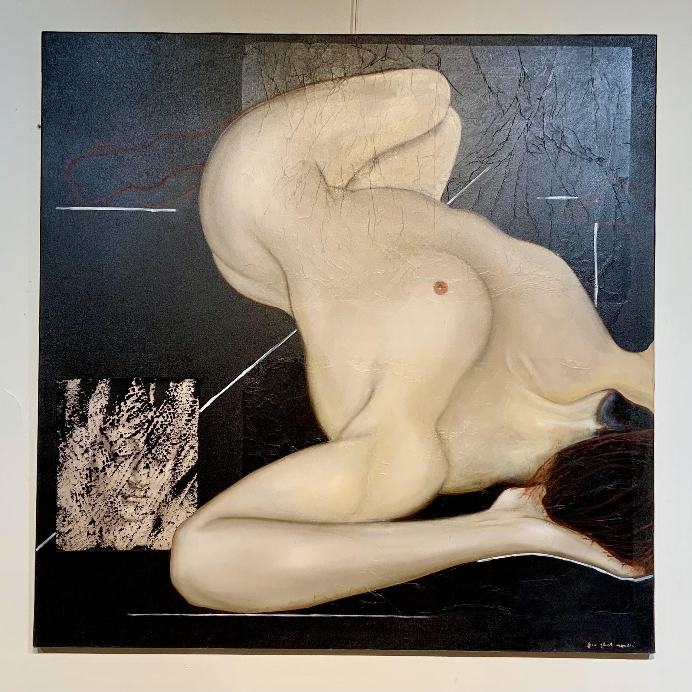Tableau de nu feminin Vénus alanguie huile sur toile par Jean Gabriel Mondié