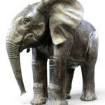Grande sculpture bronze animaliere d un elephanteau realisee par l artiste Florence Jacquesson