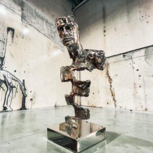 Sculpture buste d homme en metal piece unique en fonte d aluminium par Stephane Lemeur