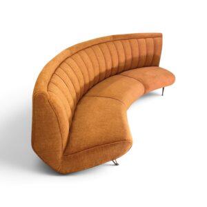 Canape courbe italien annees 1950 corbeille par Guglielmo Veronesi retape en tissu texture orange