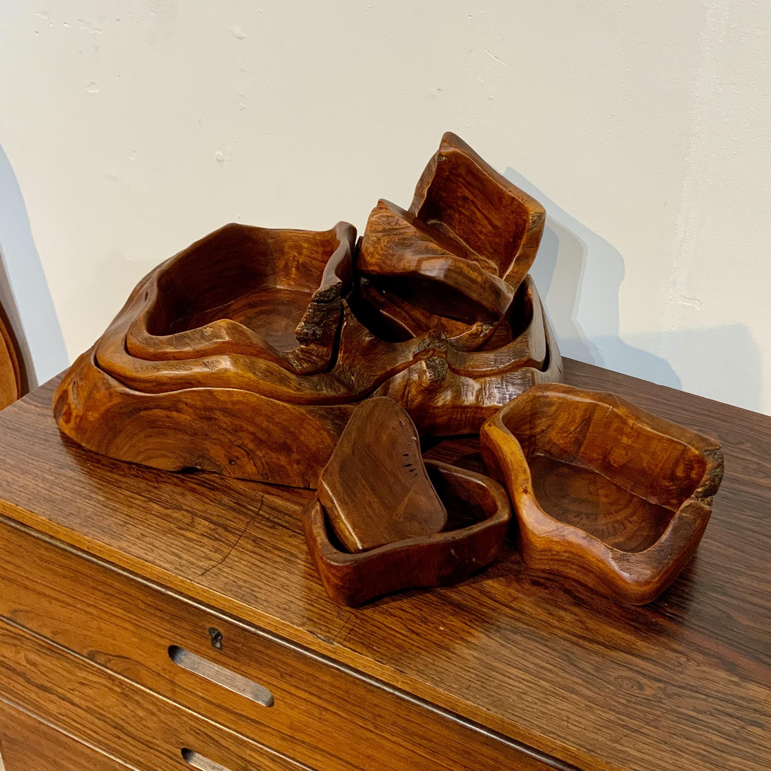culpture vide-poches en ronce de bois de loupe design italien annees 1970 piece unique