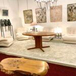 Salon modulable italien annees 1970 avec elements en chrome et table basse suspendue en verre fume
